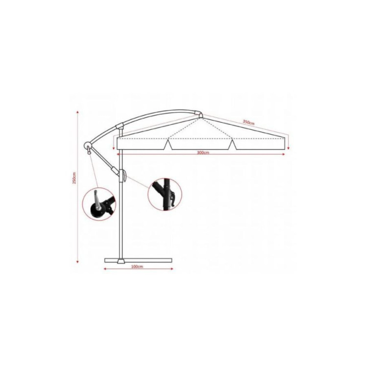 Ombrellone 3 m – alluminio stabile + telo UV