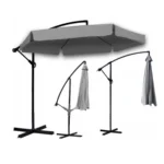 Ombrellone 3 m – grigio | Alluminio stabile + telo UV