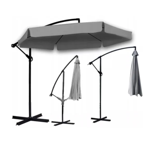 Ombrellone 3 m – grigio | Alluminio stabile + telo UV
