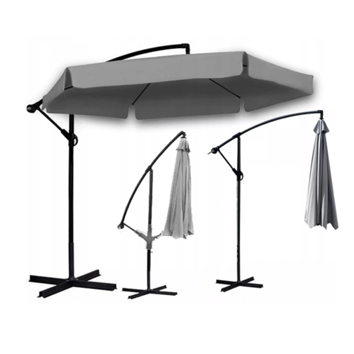 Ombrellone 3 m – grigio | Alluminio stabile + telo UV