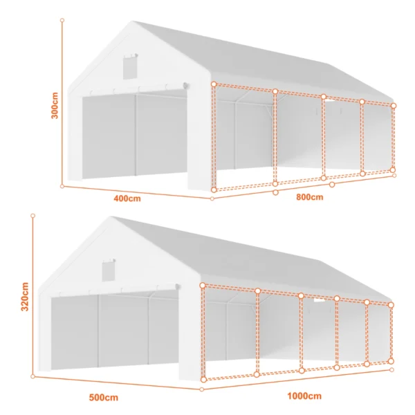 Tenda garage 5×10 m
