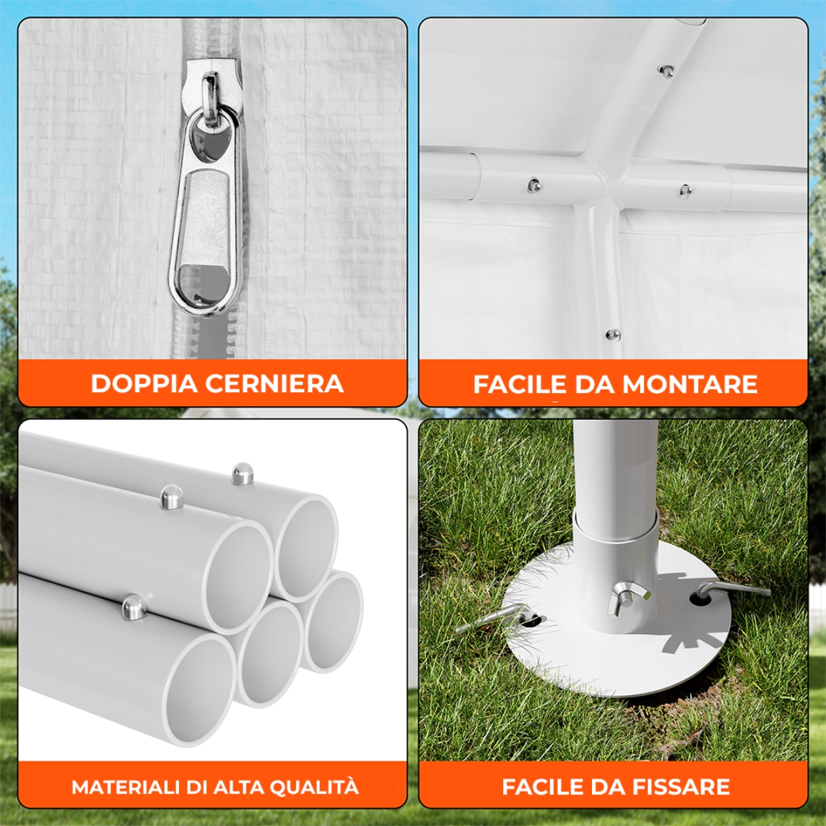 Tenda garage – struttura 38 mm + telo PE 280 g/m²