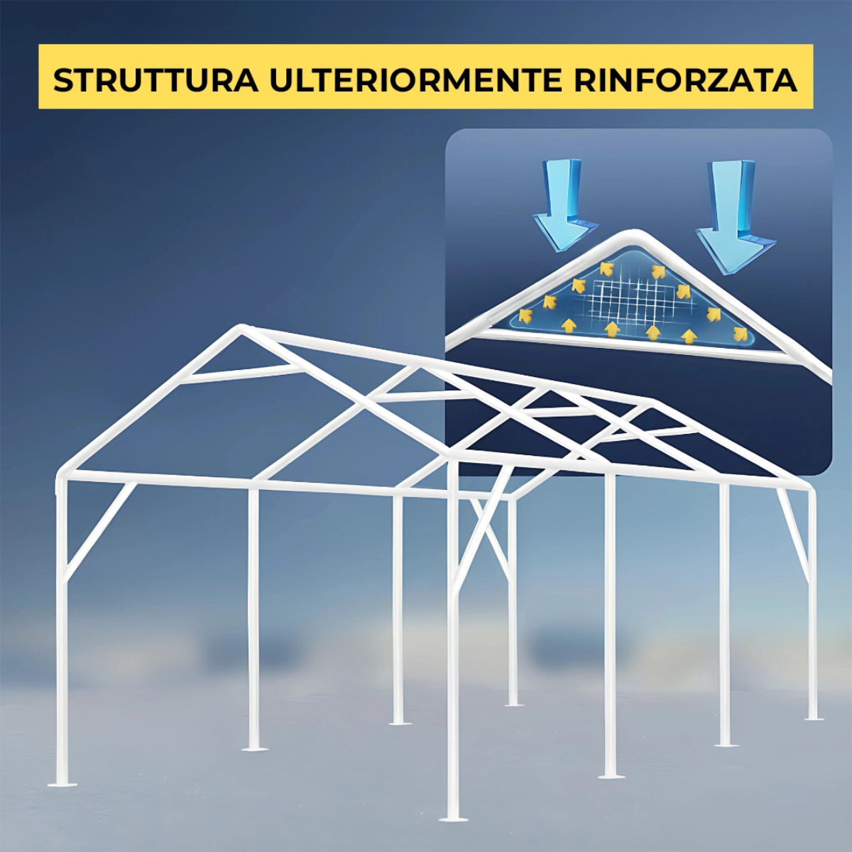 Tenda garage – struttura 38 mm + telo PE 280 g/m²