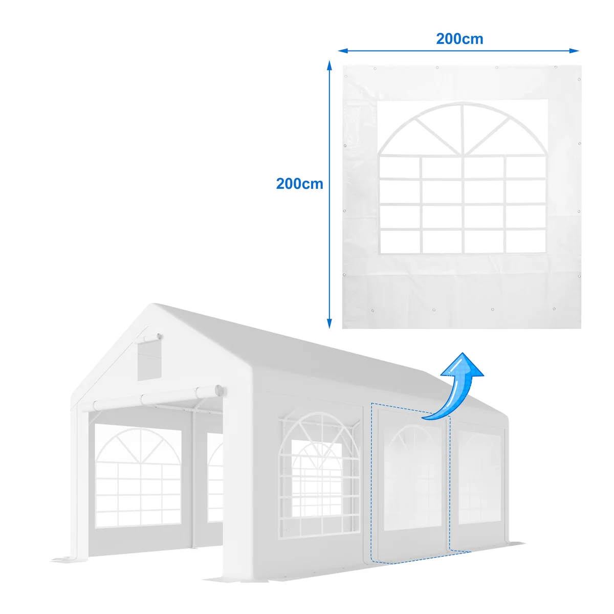 Pareti laterali con finestra originali per tenda garage premium – 2 pezzi