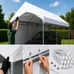 Telo di ricambio per tetto di tenda garage premium 4×8 m | 280 g/m² PE